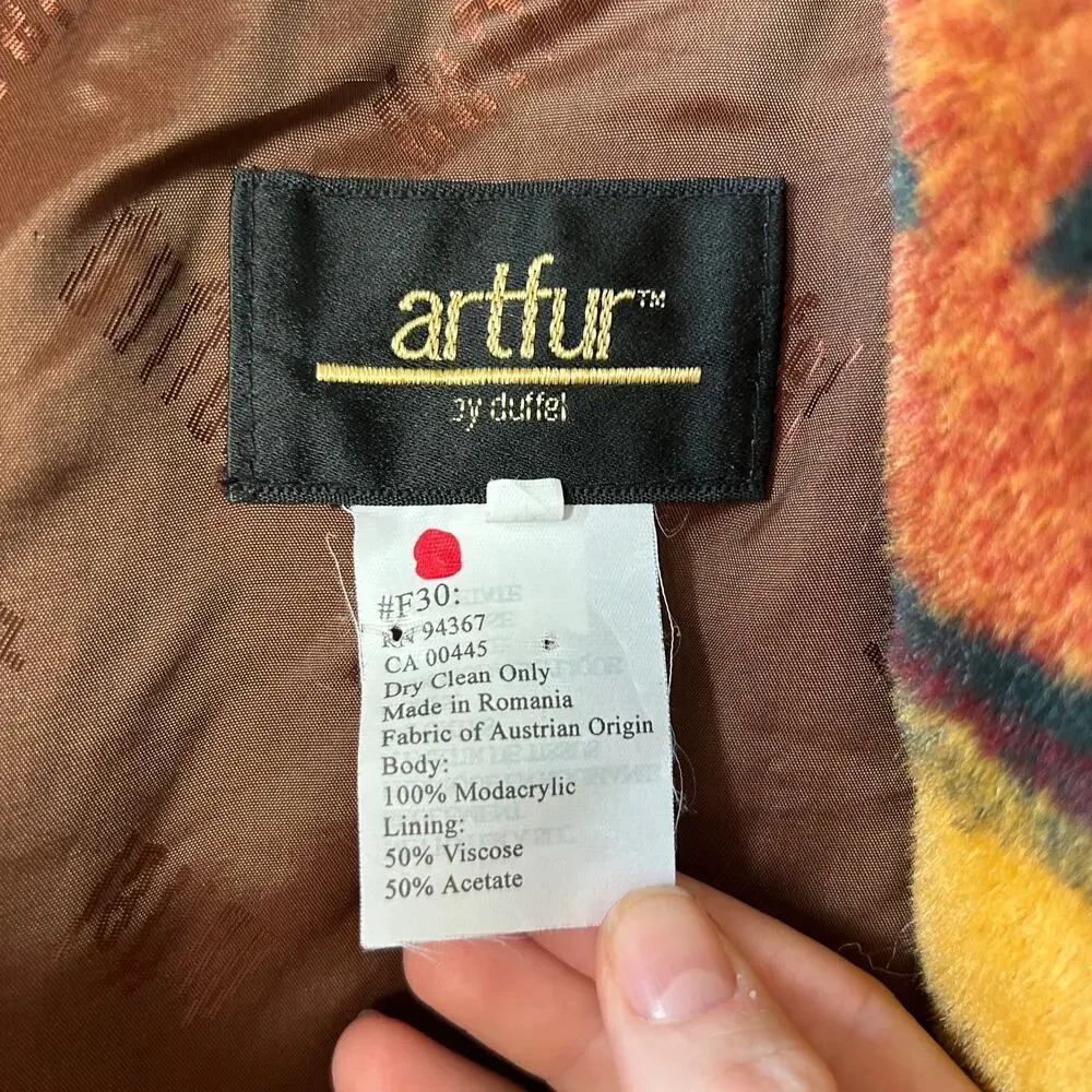 Vintage Artfur By Duffel Faux Fur Winter Jacket Size Small - Picture 5 of 7